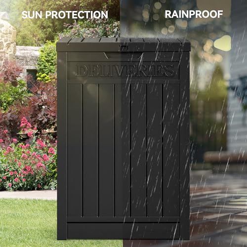 YITAHOME 60 Gallon Large Package Delivery and Storage Box, Double-Wall Resin Outdoor Package Delivery and Waterproof Deck Box for Porch, Curbside, 8.5 Cubic feet, Brown
