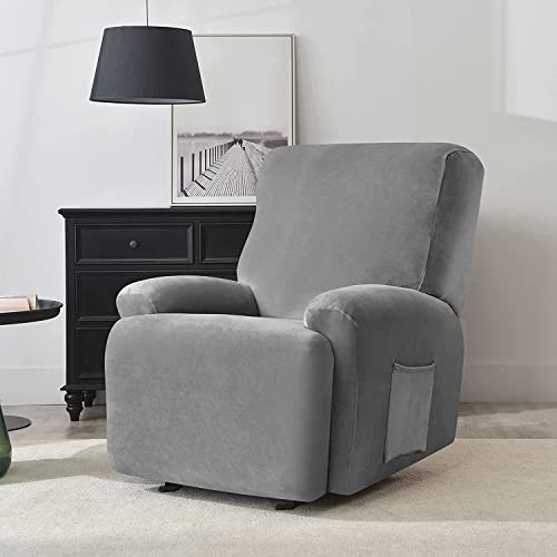 Slipcover 4-Pieces Style Recliner Chair Covers Stretch Soft Recliner with Side Pocket Furniture Protector Non Slip Form Fitted Thick Soft Washable (Color : N)