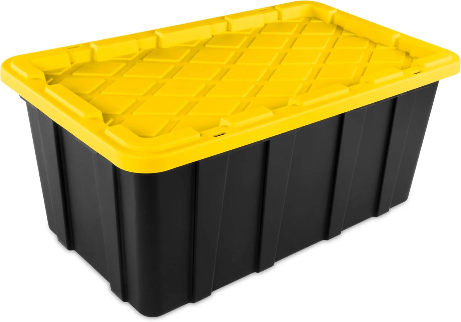 38 Gal Industrial Tote, Stackable Storage Bin with Snap-Fit Lid for Garage, Basement & Attic Storage,  4-Pack