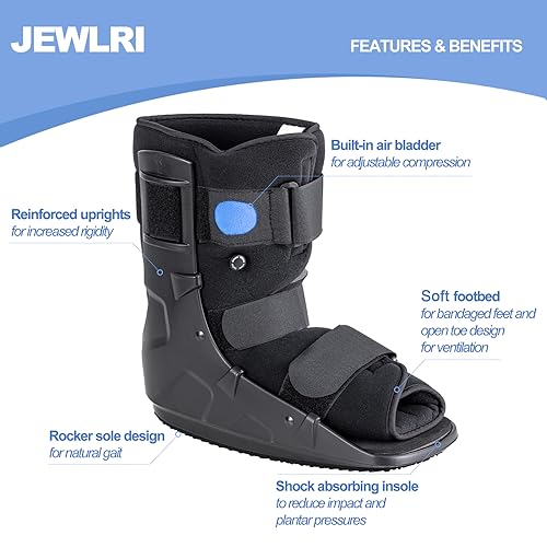 Walking Boot, Short Air Walker Fracture Boot Support for Broken Foot Sprained Ankle Fracture Recovery fits Left or Right Foot Black Medium
