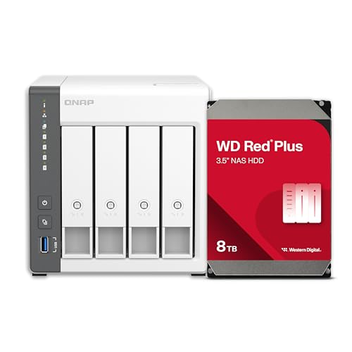 QNAP 4 Bay NAS with 12TB Storage Capacity, Preconfigured RAID 5 Seagate IronWolf Drives Bundle, 2.5GbE Ports (TS-433-4G-44ST-US)