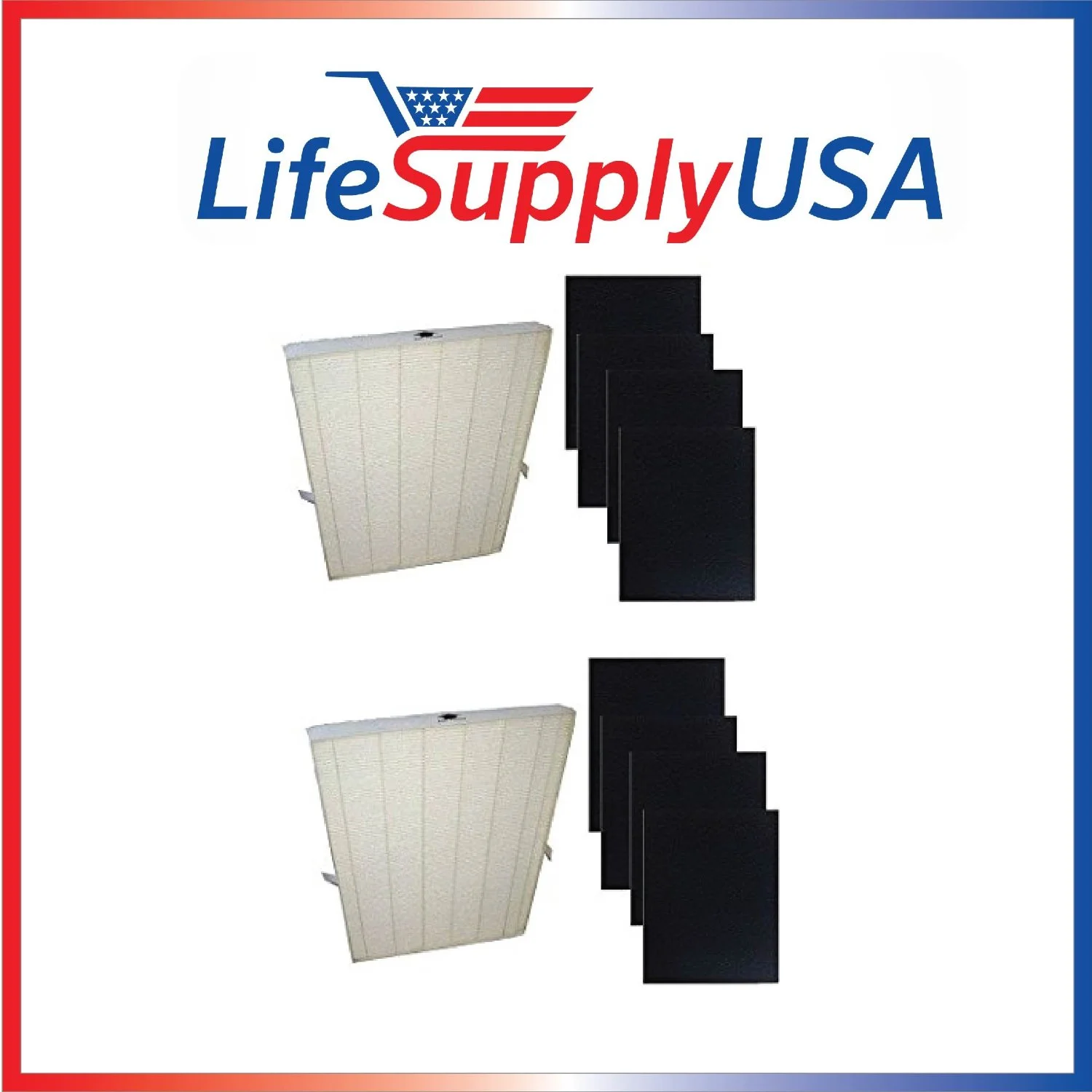 2 Pack Replacement HEPA Air Purifier Filter + 8 Carbon Pre Filters for Winix Part # 115122, Filter G