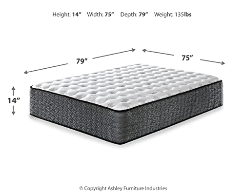 Signature Design by Ashley King Size Chime 12 Inch Medium Firm Hybrid Mattress with Cooling Gel Memory Foam for Pressure Relief