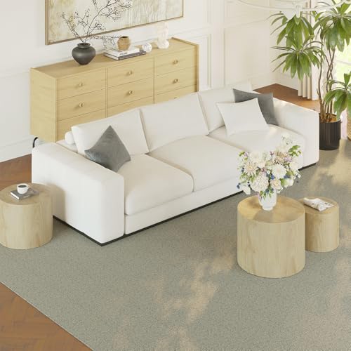 Vikiullf Nesting Coffee Table Set of 3, Round Wooden Coffee Tables, Modern Circle Table for Living Room, Bedroom, Accent Side Table, Saving Space Design and No Need Assembly