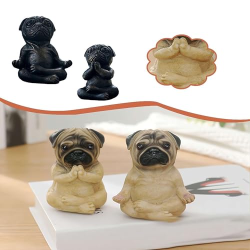 Meditating Pug Statue Large Size,Yoga French Bull Dog Statue,French Bulldog Garden Puppy Statue Ornament,Meditation Sitting Dog Statue Garden,Outdoor Garden Buddha Dog Statues,Gift for Pug Lovers