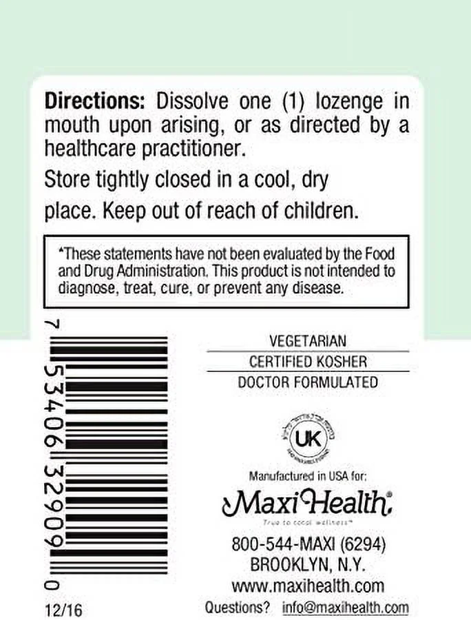 Maxi Health Kosher Methyl Folate Lozenges with B12 & B6 Berry Flavor - 90 Lozenges