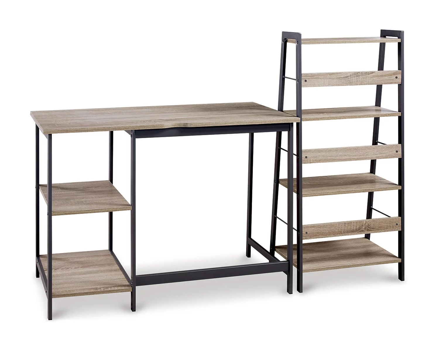 Signature Design by Ashley Casual Soho Home Office Desk and Shelf  Light Brown/Gunmetal