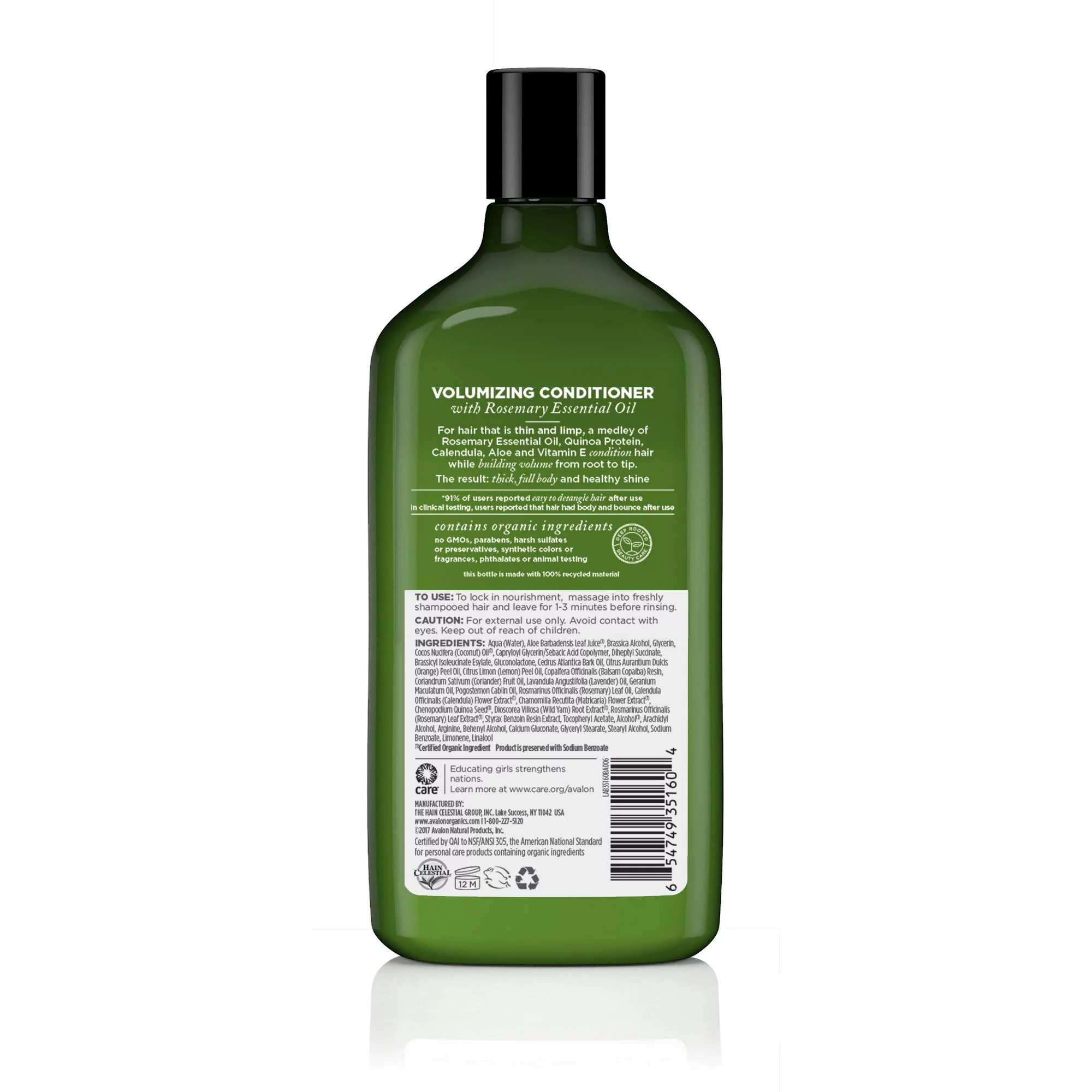 Avalon Organics Natural Conditioner, Volumizing Rosemary, 11 Oz