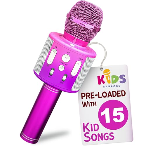 Move2Play, Kids Karaoke Microphone | Includes Pre-Loaded Songs & Bluetooth | Kids Birthday Party Gift | Toy for All Ages 2, 3, 4, 5, 6+ Year Old Girls, Boys & Toddlers