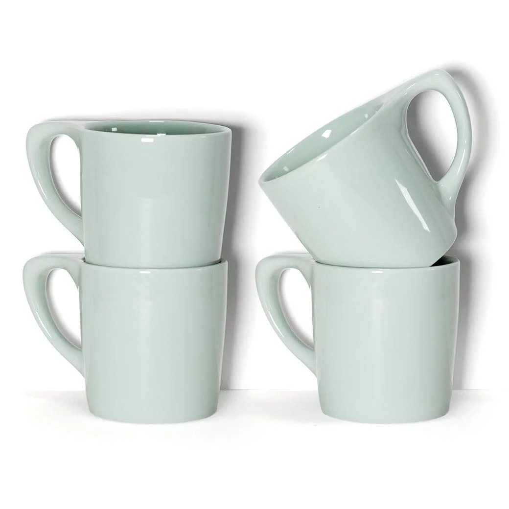 notNeutral LINO 10 oz Porcelain Coffee Cups | Sage Green Set of 4