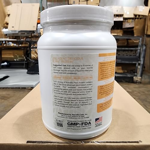 NutraBio Plant Protein – Complete Amino Acid Profile – 20G of Protein per Scoop – Gluten and Dairy Free, Zero Fillers, Naturally Sweetened, Non-GMO, USA Made Protein Powder (Vanilla Wafer)