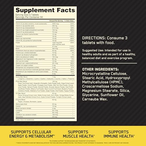 Optimum Nutrition Opti-Men Daily Multivitamin for Men, Immune Support Supplement with Amino Acids, 80 Day Supply, 240 Count, (Packaging May Vary)
