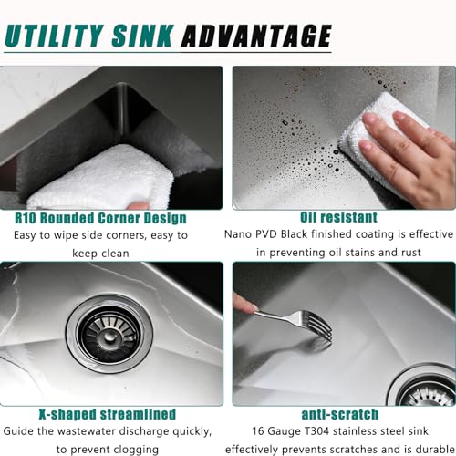 25 Inch Drop In Utility Sink with Faucet, 25
