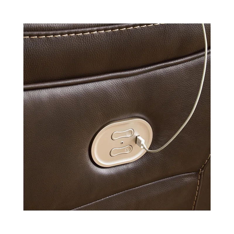 Ashley Furniture Dunleith Leather Zero Wall Recliner with Headrest in Dark Brown