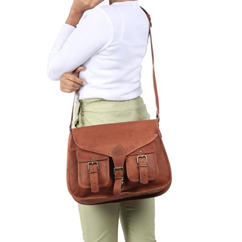 14 Inch Leather Purse Women Shoulder Bag Crossbody Satchel Ladies Tote Travel Purse Genuine Leather