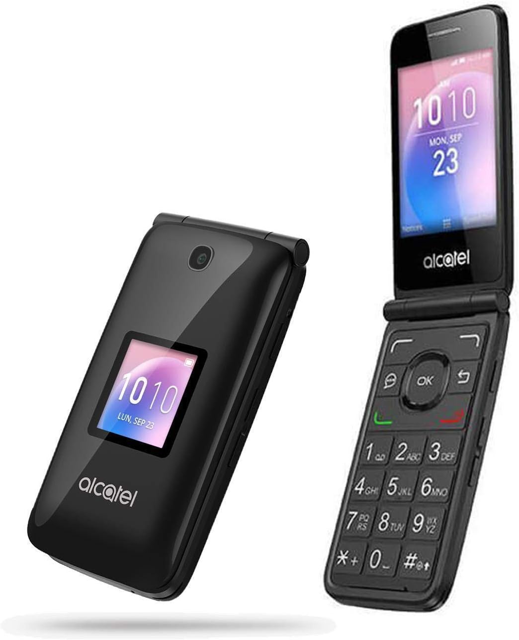 Alcatel GO FLIP 4044 4G LTE (Unlocked for All Carriers) Flip Phone for Seniors Big Buttons Easy to Use - Black Pack of 2
