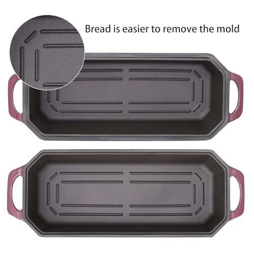 Bread Pan Cast Iron Loaf Pan with Lid Bread Loaf Pan 9x5 Inch Loaf Pan Enameled Cast Iron Sourdough Loaf Pan, DarkCyan