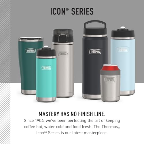 THERMOS ICON SERIES, Stainless Steel Cold Tumbler with Lid and Straw - 24 Ounce, Matte Stainless Steel - Vacuum Insulated Tumbler