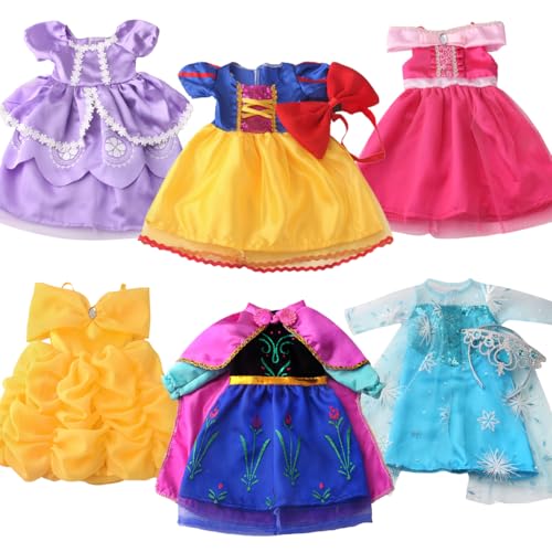 6 Sets Princess Dresses for 18 Inch Dolls, 18 Inch Doll Clothes Accessories Elegant Ball Gown Outfits with 1 Crow & 1 Bow Hairband | Fits Most 18” Fashion Dolls