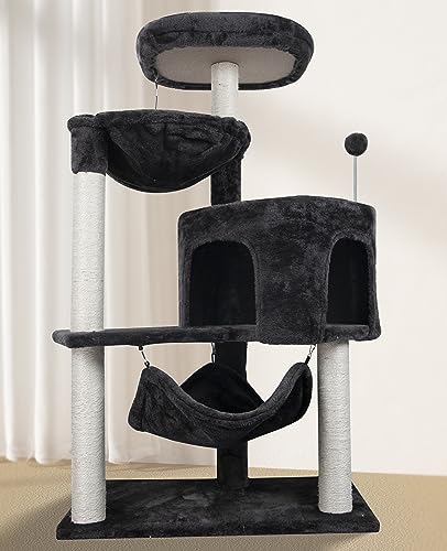 YUNIQUE Cat Tree with Cat Condo and Big Hammock, Grey