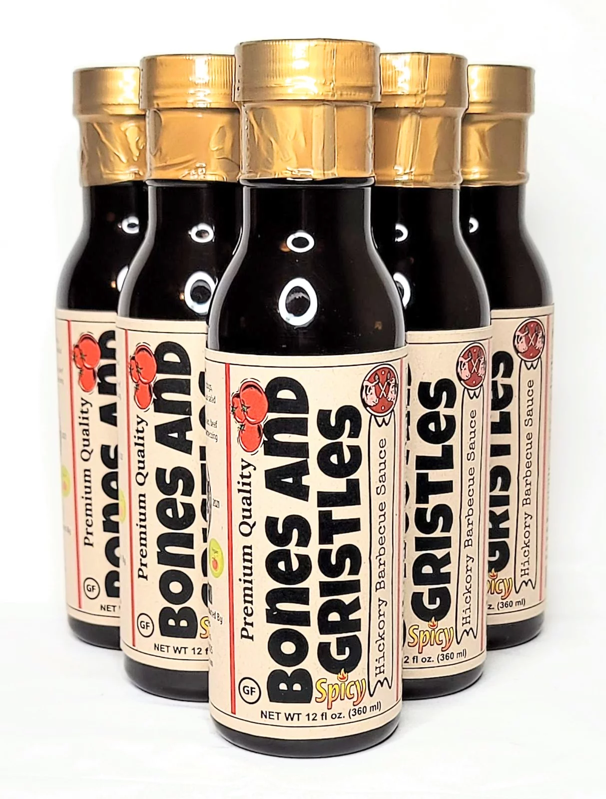 Bones and Gristles Wholesale Lot of 6 (Spicy) Sweet Hickory Barbecue Sauce 12 oz. Each Gluten Free