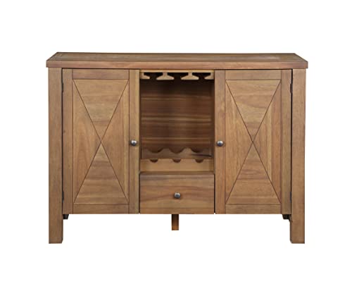 , Server, Gray Fabric, Rustic Brown & Oak Finish DN01133 Servers, Sideboards & Buffets