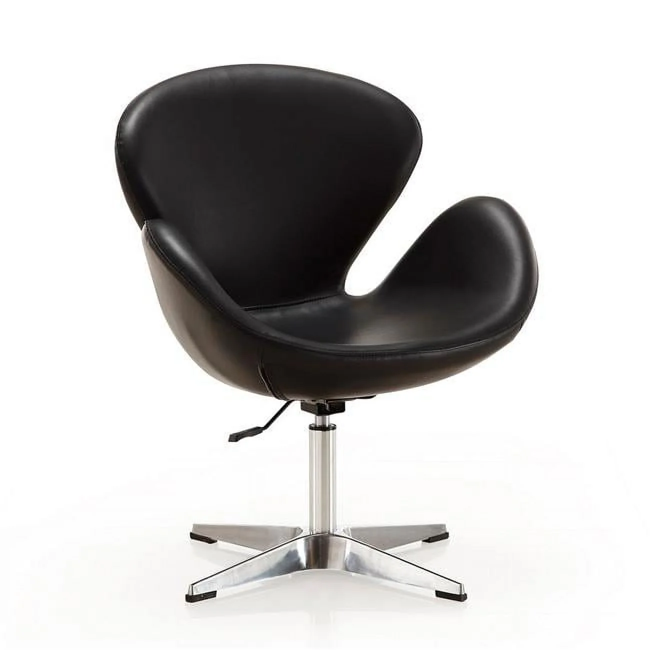 Raspberry Black & Polished Chrome Faux Leather Adjustable Swivel Chair, 34.3-39.4 x 28.7 x 24.8 in.