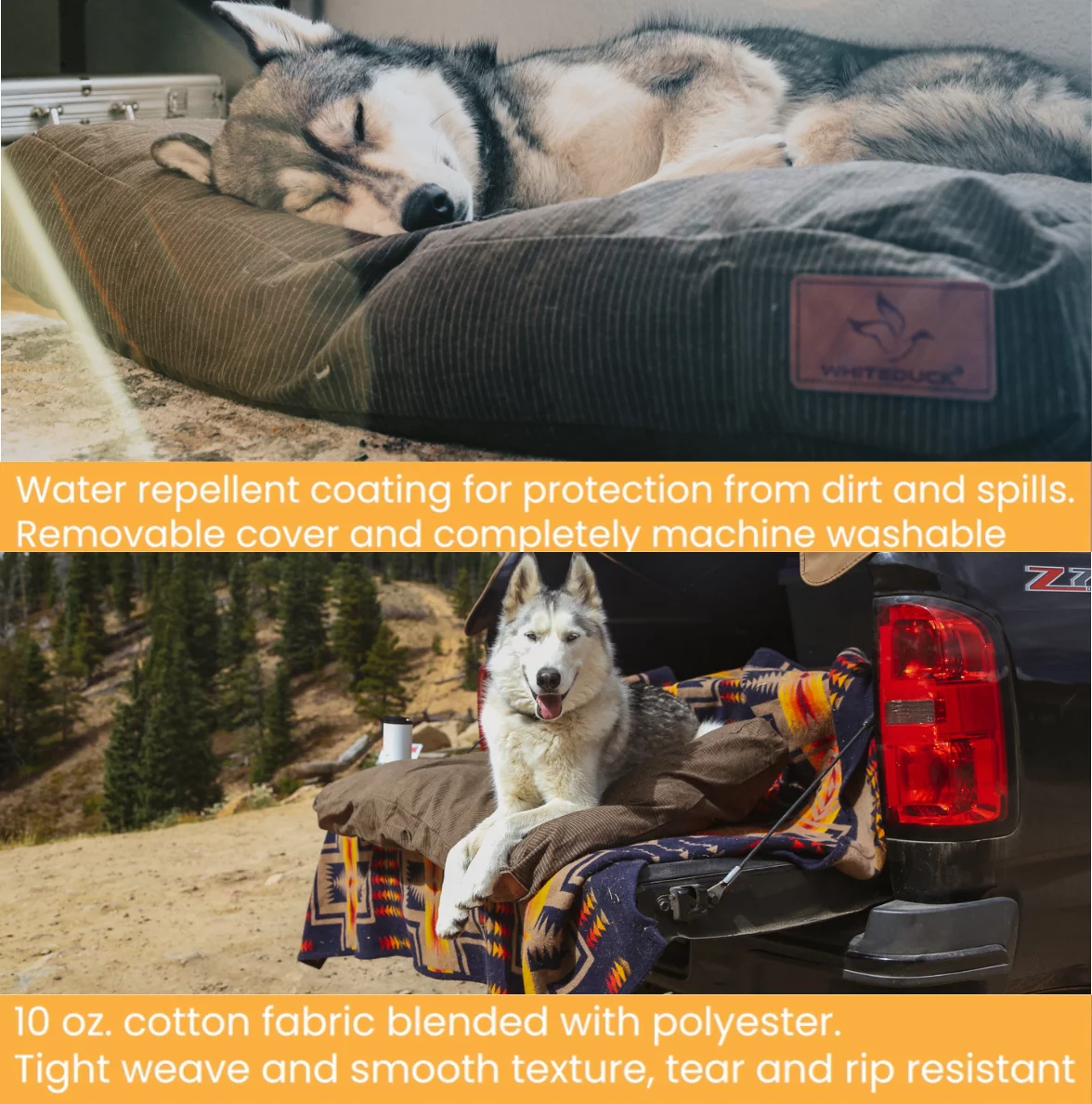 WHITEDUCK Durable & Comfortable Canvas Dog Bed, Water-Repellent Coating, Dirt Resistance, Removable & Washable Outer Cover, Heavy Duty Zippers for Small, Medium & Large Dogs (Extra Large, Brown)