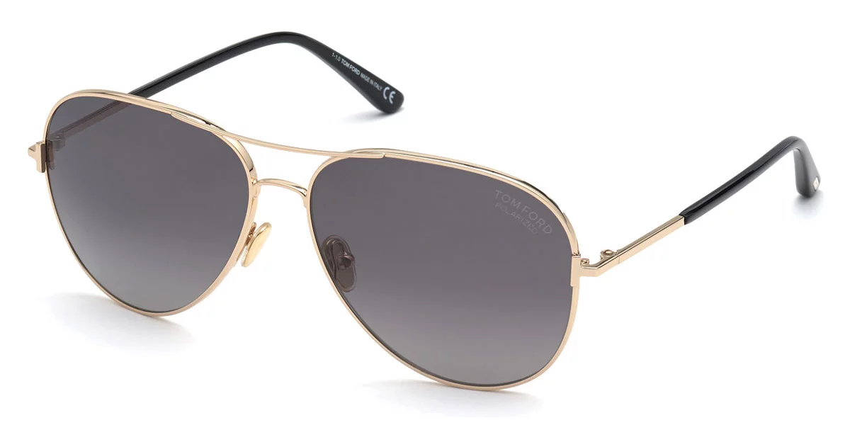 Sunglasses Tom Ford FT 0823 Clark 28D Shiny Rose Gold, Black / Polarized Gradien