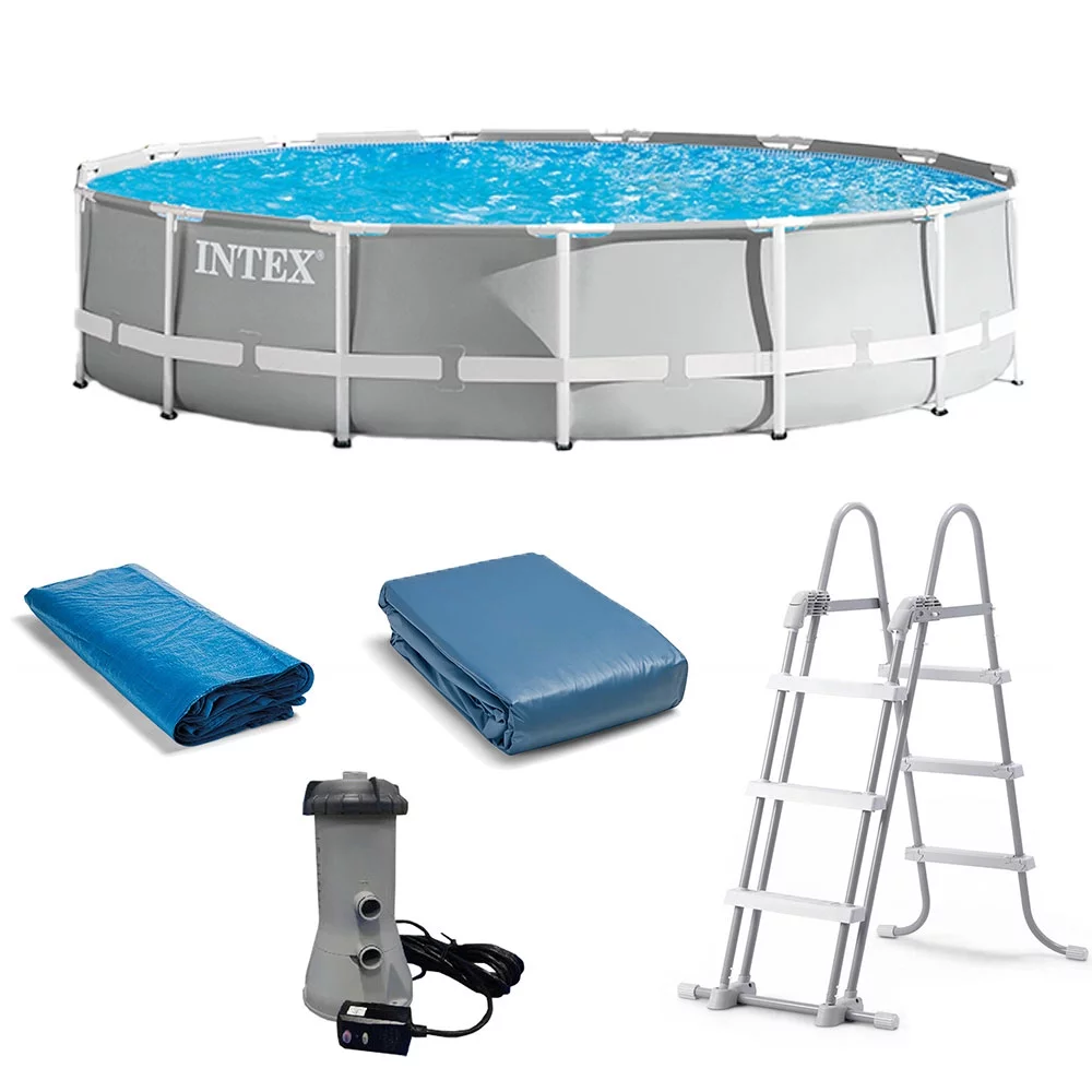 Intex 15 Foot x 42 Inch Prism Frame Above Ground Swimming Pool Set with Filter