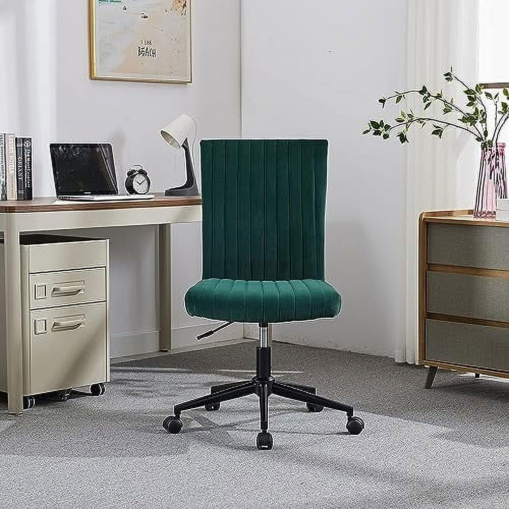 Armless Office Chair Desk Chair  JOMA Velvet  Office Desk Chairs with Rolling Wheels  Adjustable Swivel Task Computer Vanity Chair for Small Spaces