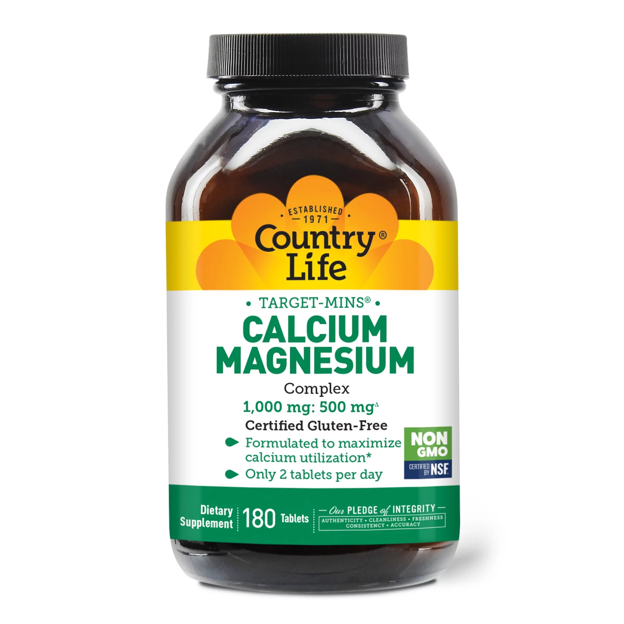 Country Life Target-Mins Calcium-Magnesium Complex, 1,000 mg, 180 Tablets (500 mg per Tablet)