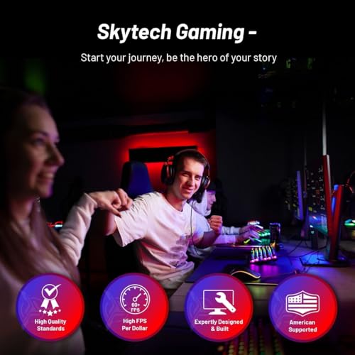 Skytech Gaming Azure 3 Desktop PC, Ryzen 7 7700 3.8 GHz (5.3GHz), NVIDIA RTX 5060, 1TB NVMe SSD, 32GB DDR5 RAM 5200 RGB, 650W Gold PSU, Wi-Fi, Win 11