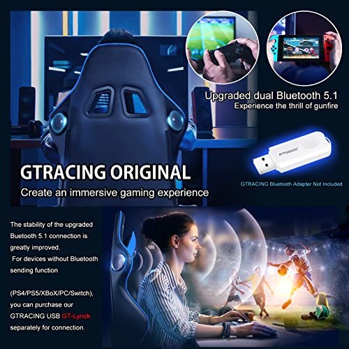 GTRACING Gaming Chair with Speakers Bluetooth Music Video Game Chair Audio Ergonomic Design Heavy Duty Office Computer Desk Chair (Black)