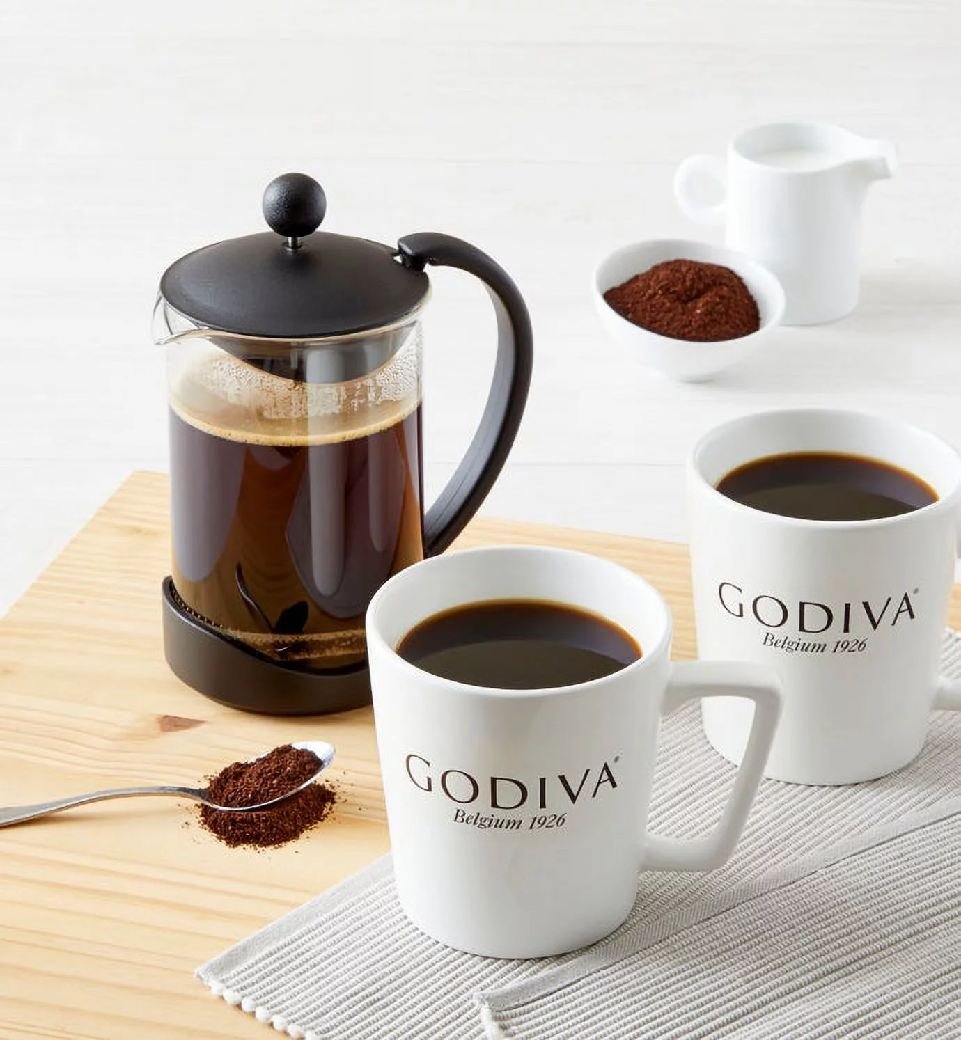 Godiva Coffee French Press Gift Set, includes two 14 oz Mugs, and 34oz French Press