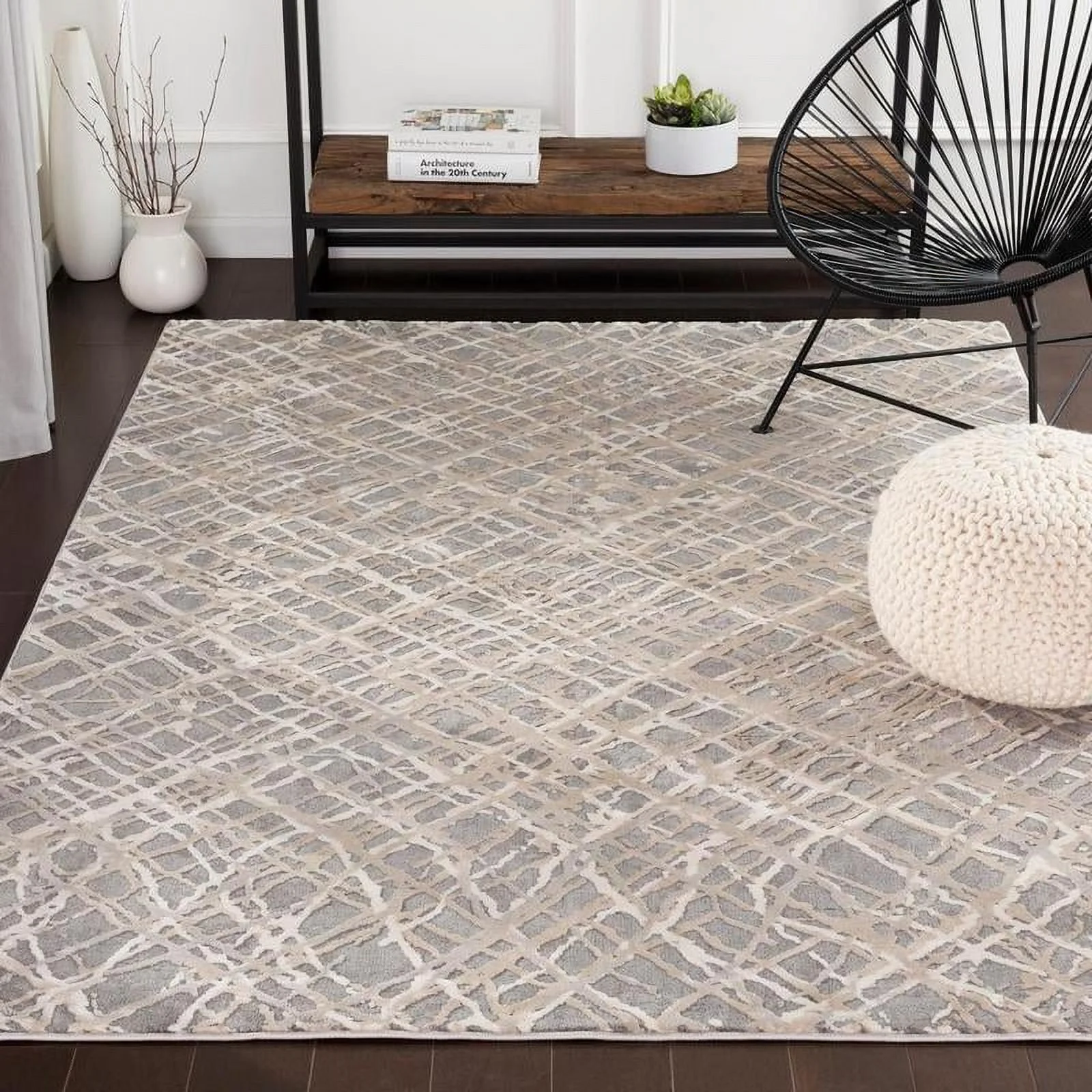 Mark&Day Area Rugs, 5x7 Bordeaux Modern Medium Gray Area Rug (5'3