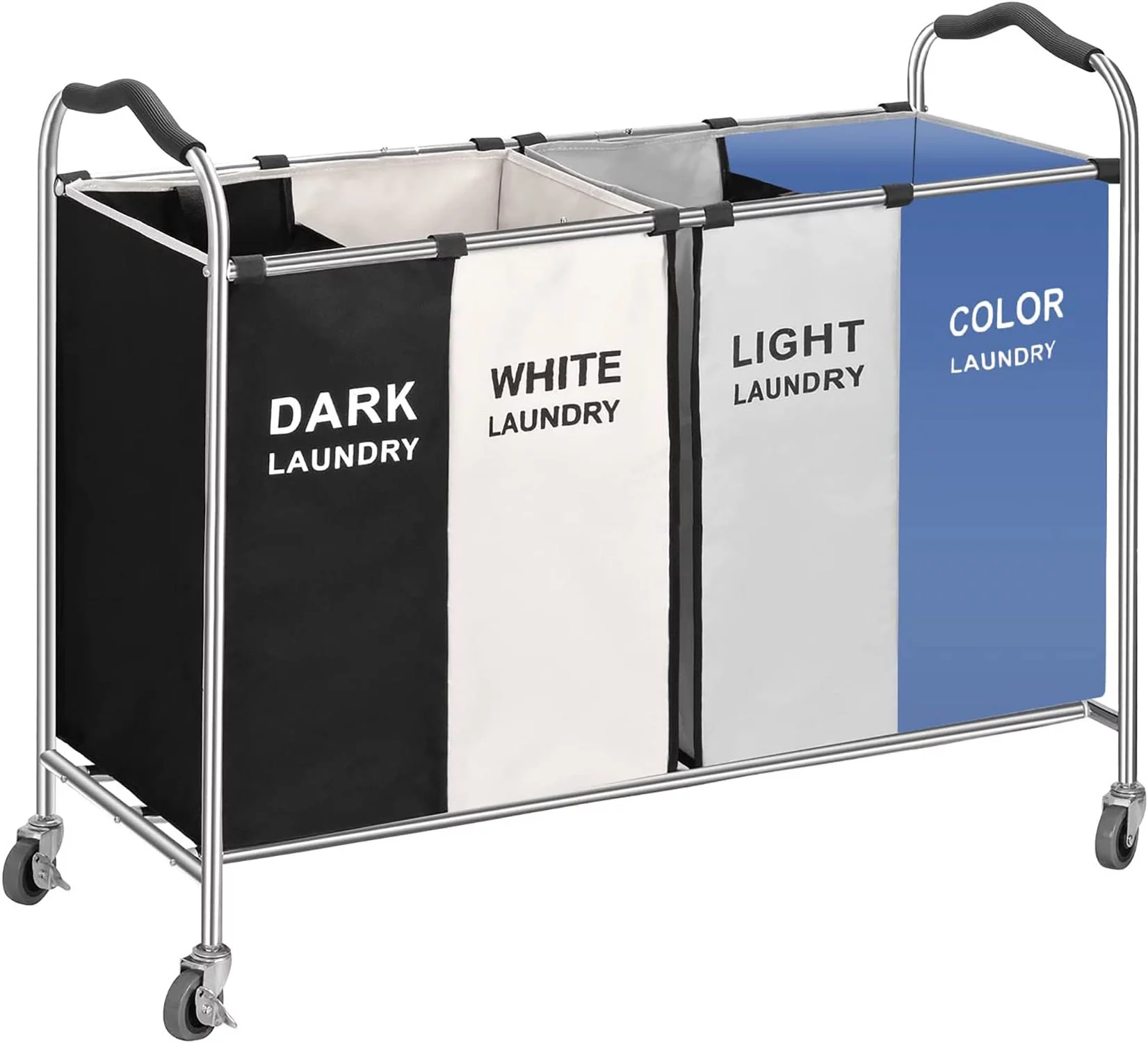 4 Section 320L Laundry Basket Sorter,40 X 16 X 30 Inches Large Laundry Hamper Bag Bin for Dirty Clothes,Towels in Laundry Room, Bathroom, Closet Organizers & Storage,Laundry Blanket Cart with Wheels