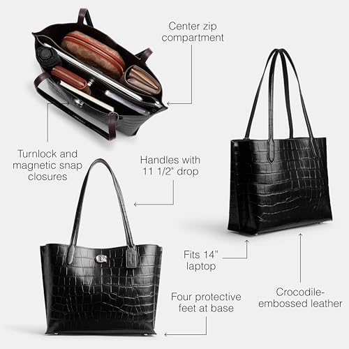 Coach Womens Embossed Croc Willow Tote