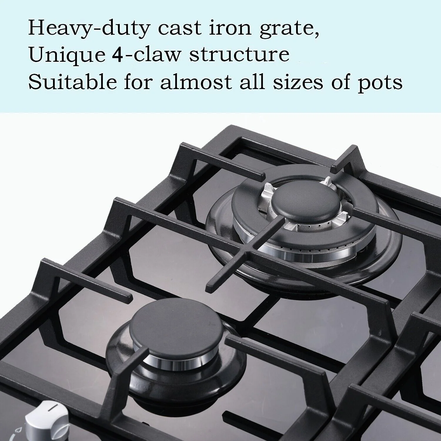 24 inch Built-in Gas Cooktop 4 Burners with Tempered Glass Dual Burners NG/LPG Convertible Countertop