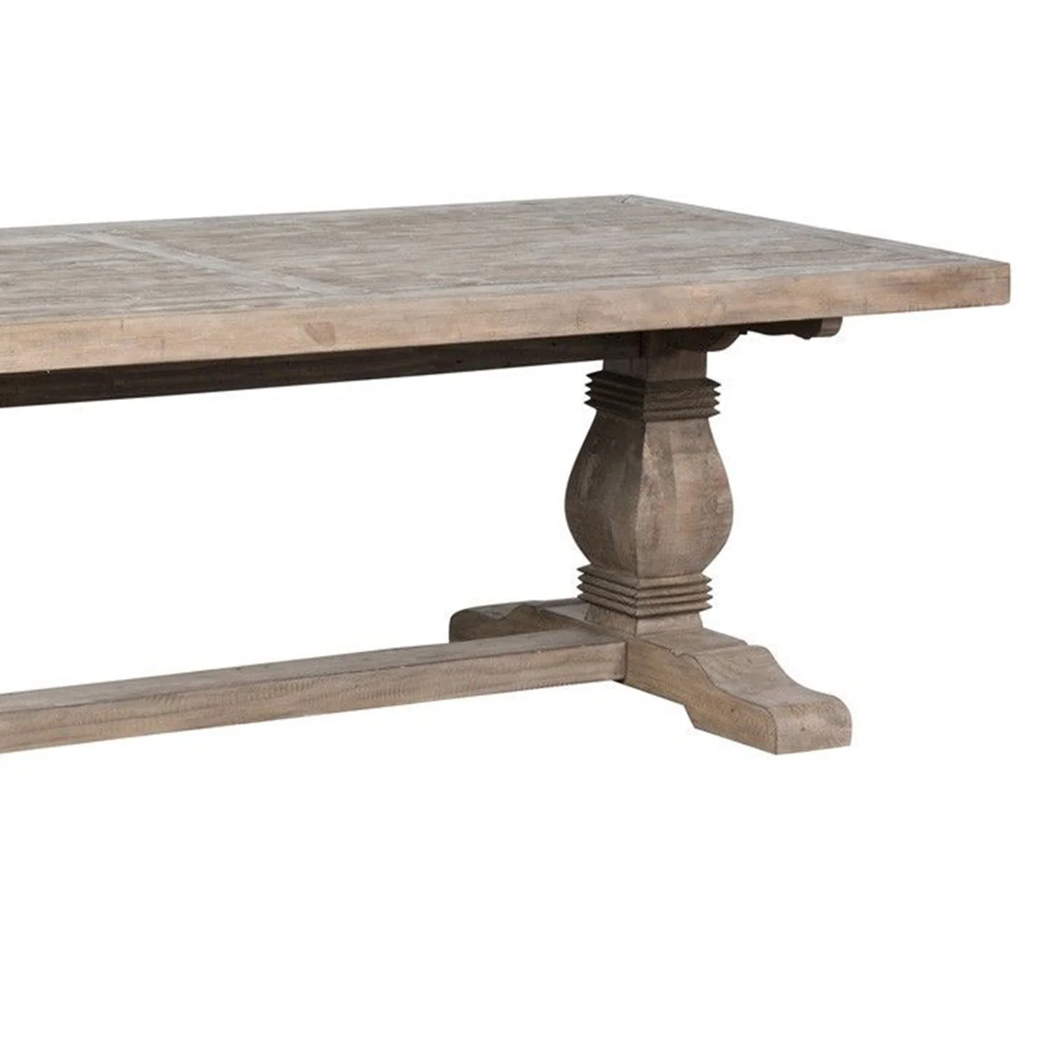 Maykoosh Victorian Vibes Rectangular Reclaimed Wood Dining Table With Trestle Base, Weathered Brown