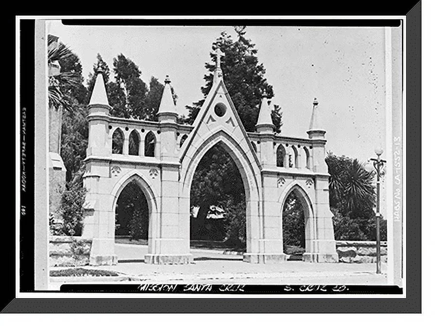 Historic Framed Print, Mission Santa Cruz, Emmet & School Streets, Santa Cruz, Santa Cruz County, CA - 13, 17-7/8