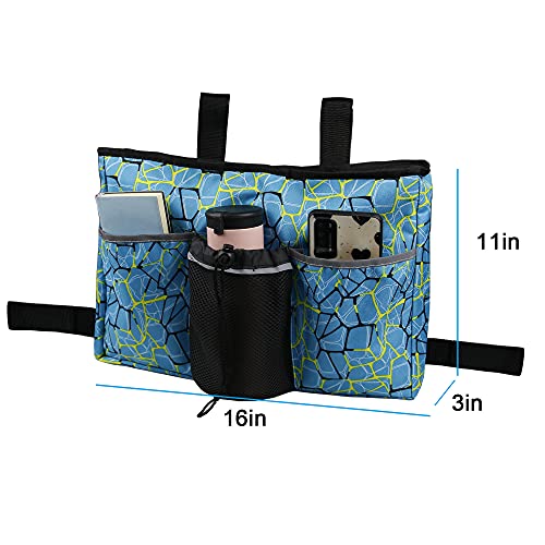 Walker Bag Organizer, MDSTOP Hanging Storage Bag, Waterproof Accessory Tote Caddy, Universal Fits for Walkers, Scooters or Rollator Walkers (Blue, 16.5