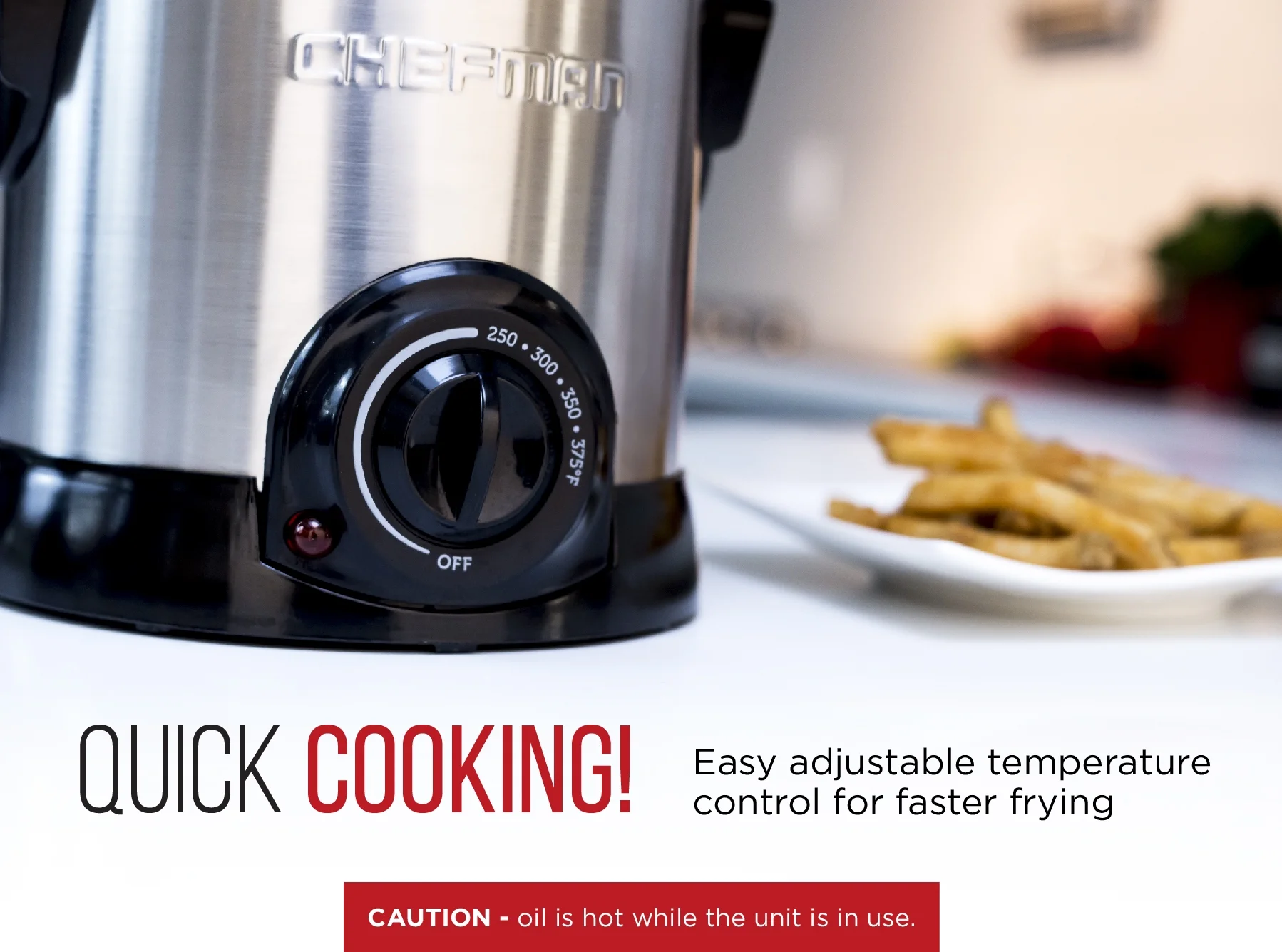 Chefman Fry Guy 1 Liter Deep Fryer w/ Adjustable Temperature Control - Stainless Steel, New