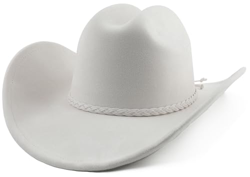 Big Wide Brim Cowboy Hat for Women Men Felt Western Cowgirl Hats