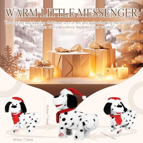 SdeNow Twerking Dog Toy Booty Shaking Walking Santa Claus Puppy Musical Animated Christmas Plush Santa Singing and Dancing Stuffed Animals Dog-English Song
