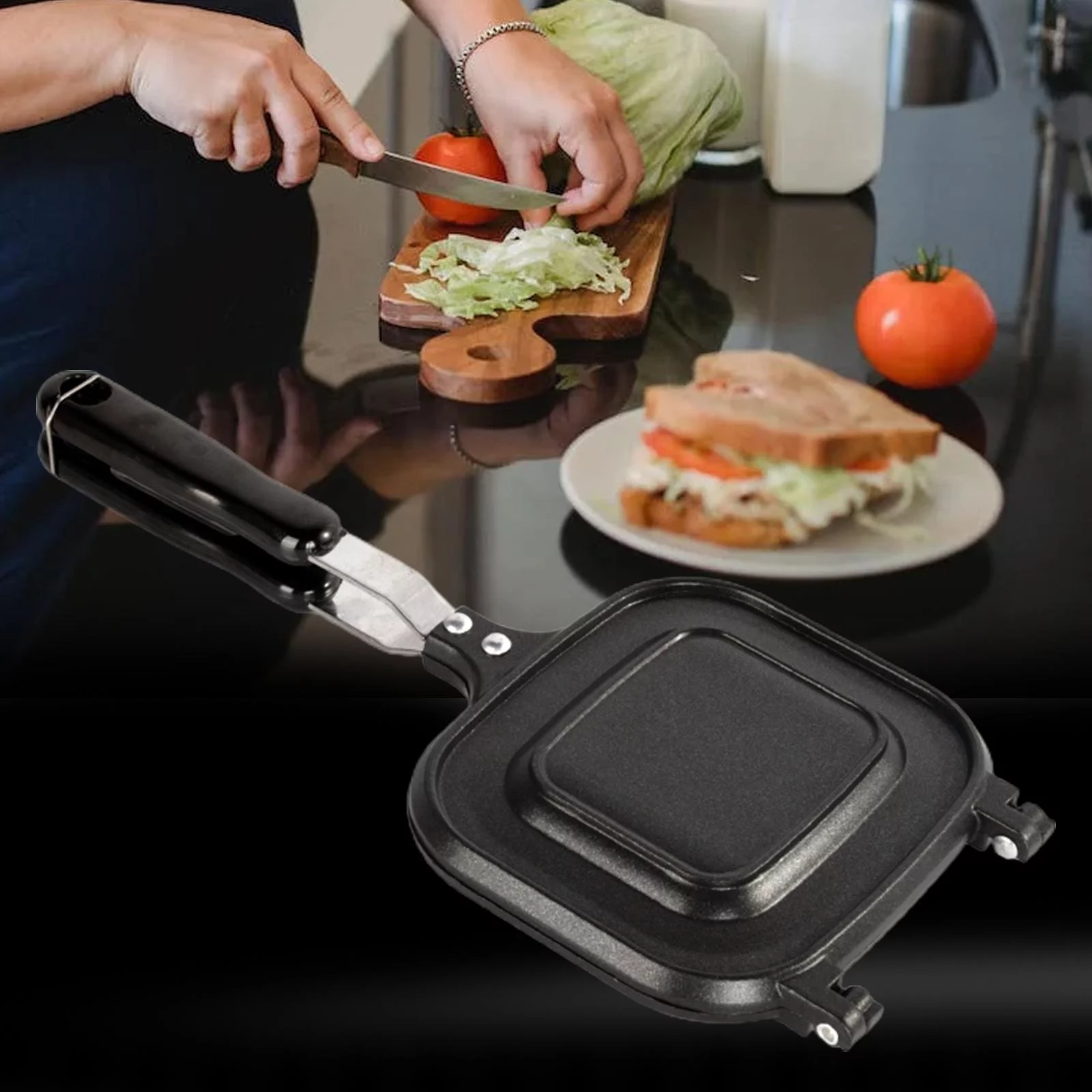 Sandwiches Maker Cookware Double Sided Heating Non Stick Coating Breakfast Press