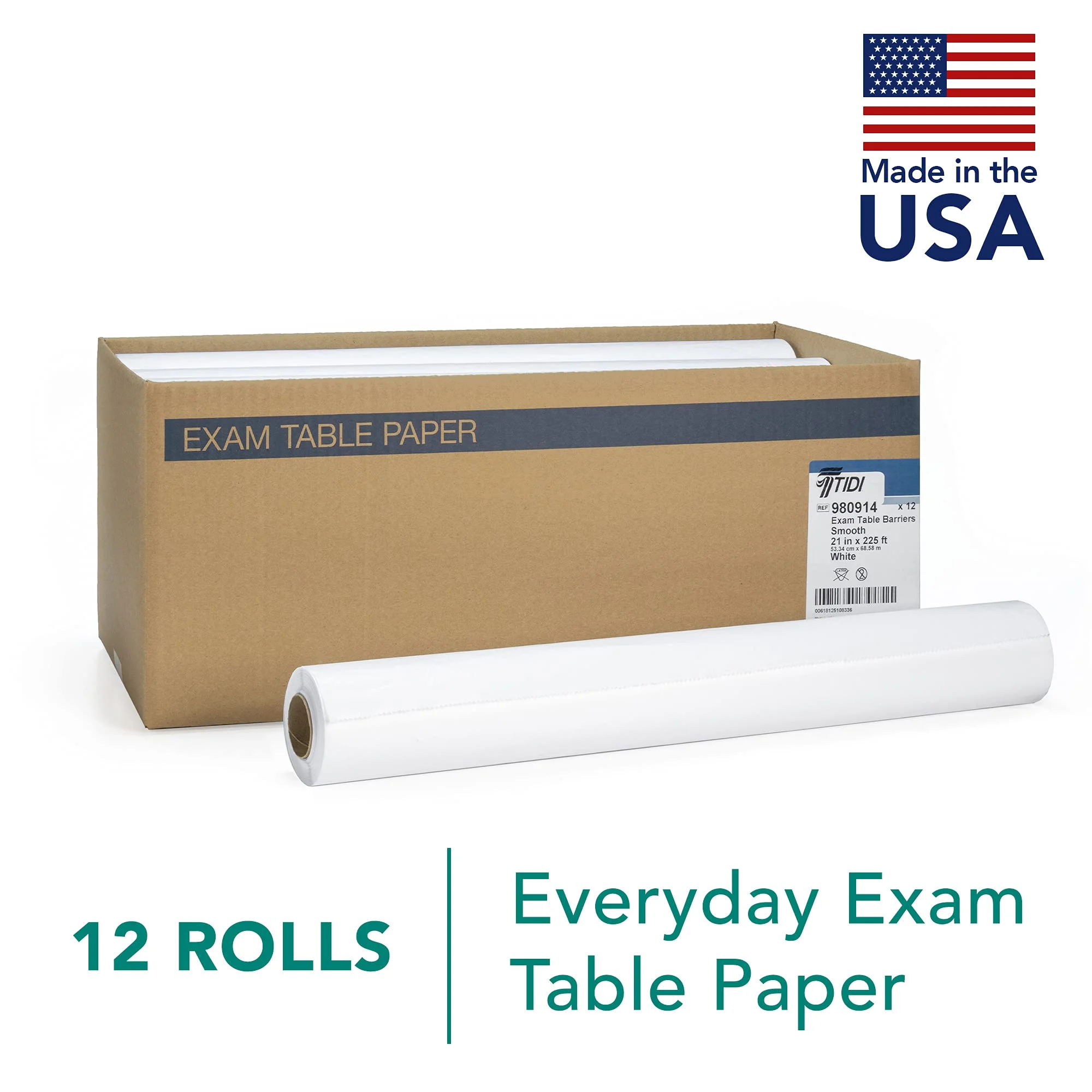 TIDI 980914 Everyday Exam Table Paper, Barrier Protection, Smooth Finish for Comfort, White, 21