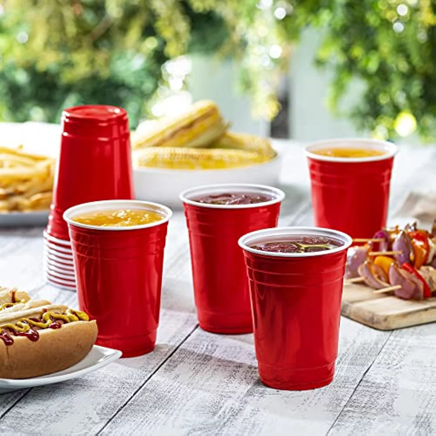 Disposable Party Plastic Cups [100 Pack - 18 Oz.] Red Drinking Cups