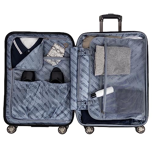 Kenneth Cole REACTION Renegade Luggage Expandable 8-Wheel Spinner Lightweight Hardside Suitcase, Navy Blue, 20-Inch Carry On