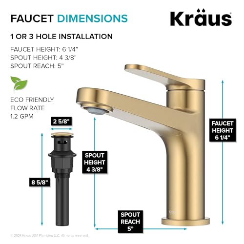 KRAUS Indy Single Handle One Hole Bathroom Sink Faucet in Chrome, KBF-1411CH